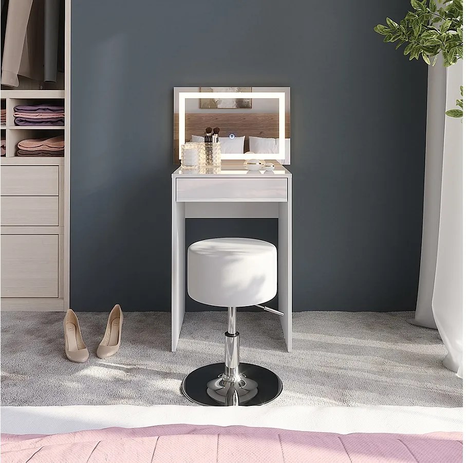 Stół do toalety biały/biały wysoki połysk 51.4x50.1x76 sherry