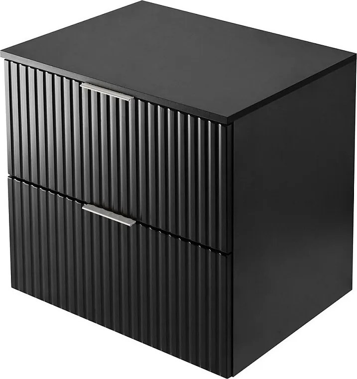 Szafka pod umywalkę, Czarny, 60 x 57 x 46 cm, uchwyt srebrny + Blat