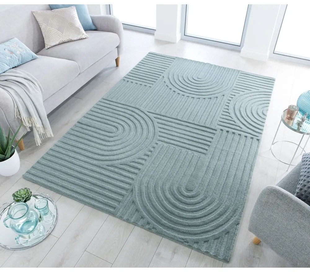 Turkusowy wełniany dywan tkany ręcznie 200x290 cm Zen Garden – Flair Rugs