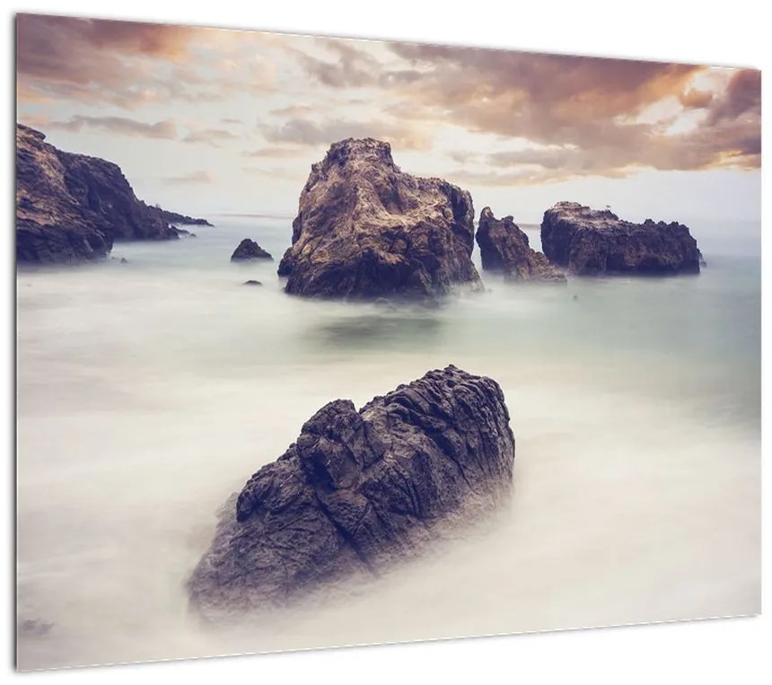 Obraz na szkle - klify we mgle (70x50 cm)