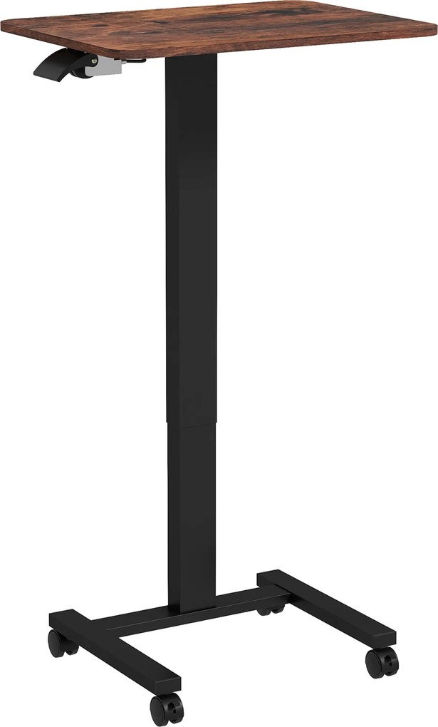Vinsetto Pulpit Stojący, Biurko na Stojaka, Regulowane Wysokościowo, 4 Kółka, 65 cm x 48 cm x 108 cm, Brąz + Czarny