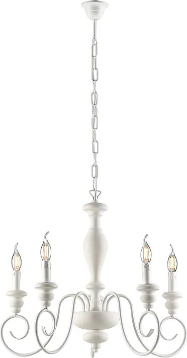 Żyrandol Cascina z drewna i lakierowanego na biało żelaza, shabby 5 świateł 115 Ø60 BL265-5-BCO