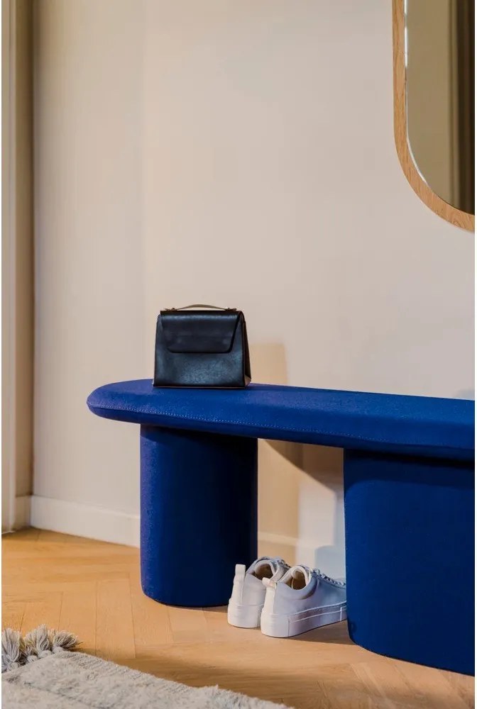 Niebieska wełniana tapicerowana ławka Rull – noo.ma