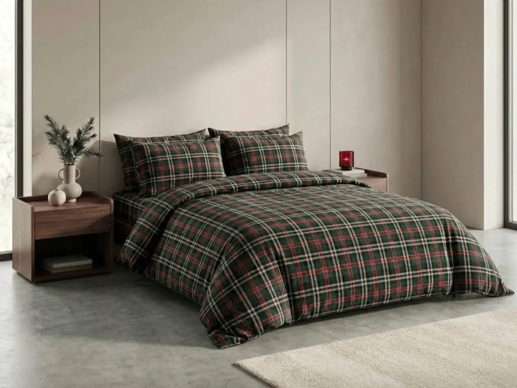 PrzytulneMieszkanie.pl PrzytulneMieszkanie.pl Pościel z mikropluszu GLENMOORE zielona Rozmiar pościeli: 2 szt 70 x 90 cm | 200 x 220 cm