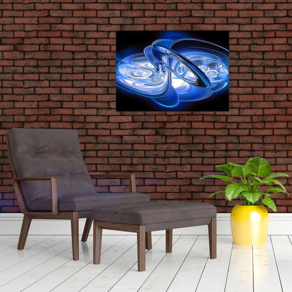 Obraz na szkle - niebieski abstrakcyjny obraz (70x50 cm)