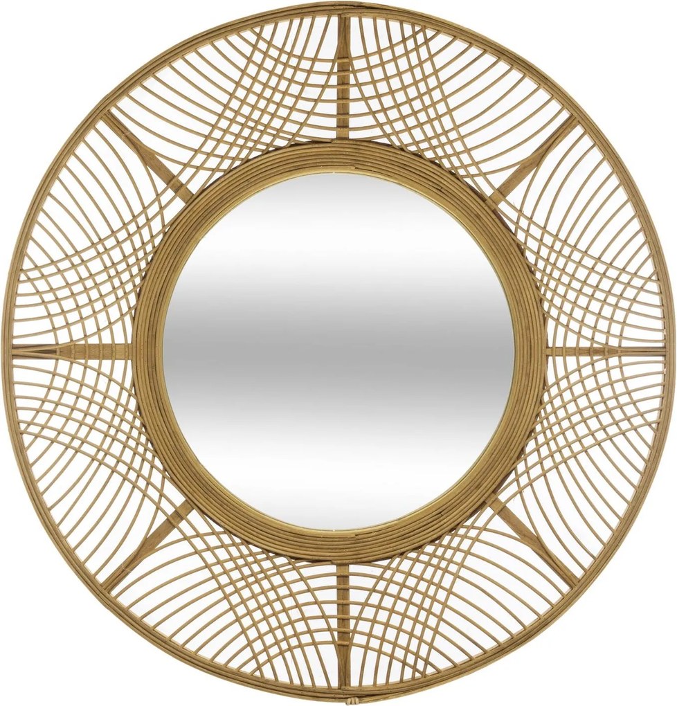Lustro boho w bambusowej ramie INA, Ø 70 cm