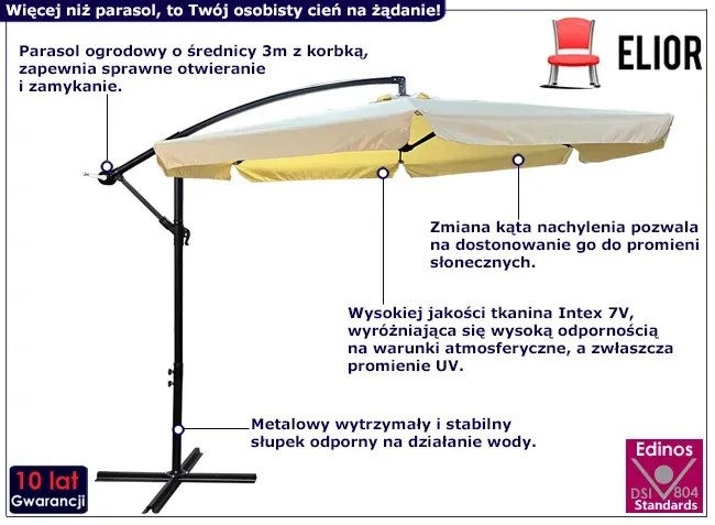 Beżowy parasol do ogrodu Fiosa