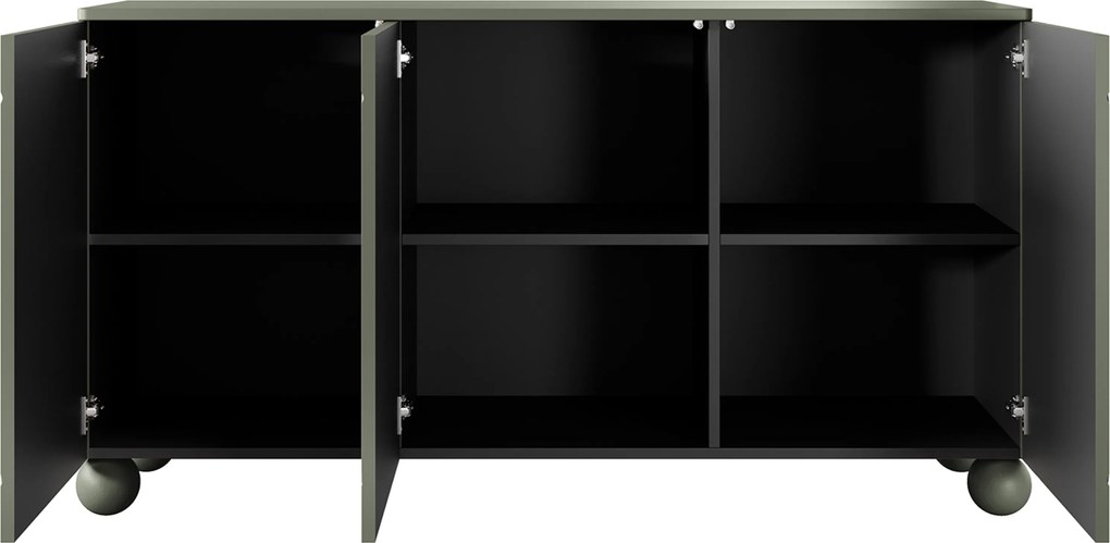 Komoda Sonatia II 150 cm trzydrzwiowa - oliwka / nogi kule