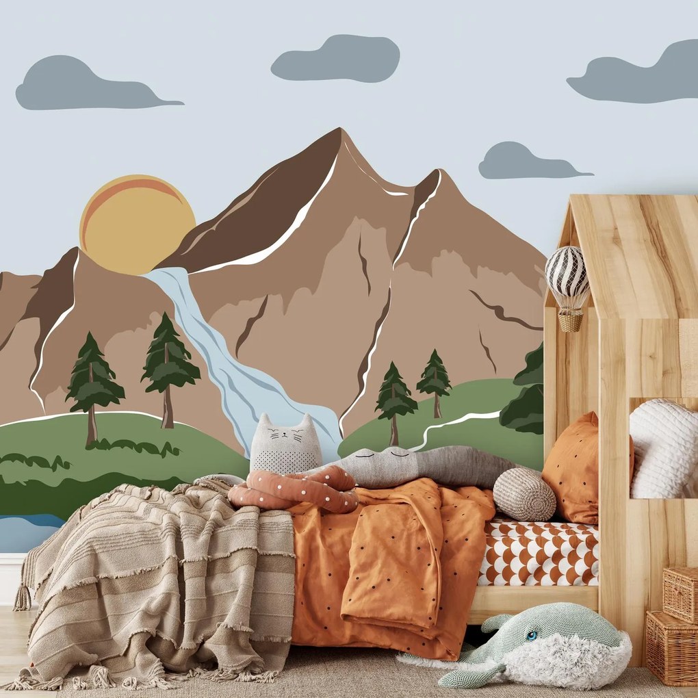 Fototapeta - Ilustracje górskich krajobrazów (196x136 cm)