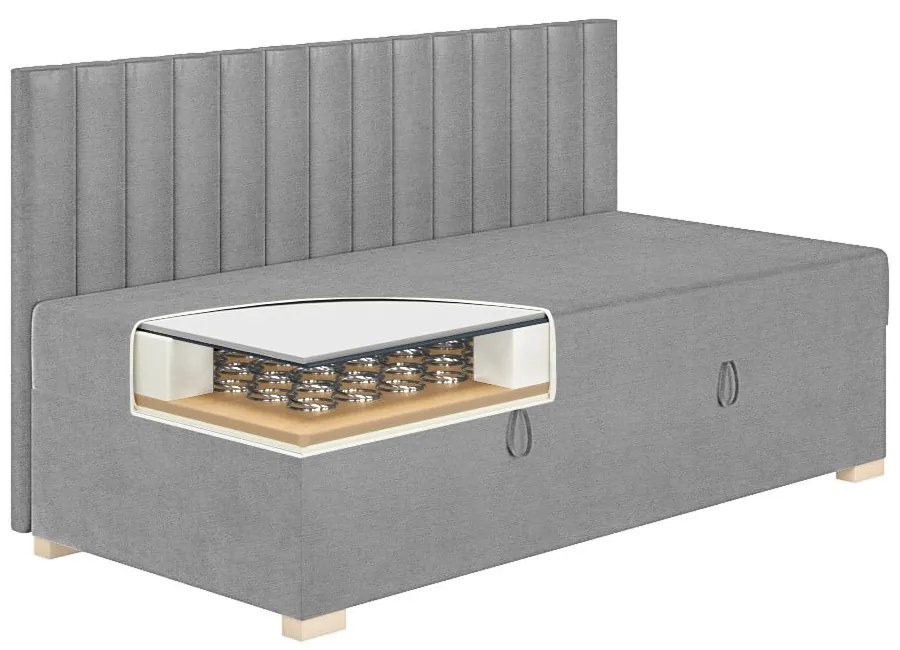 Szare łóżko dziecięce ze schowkiem i materacem 90x200 cm Chill – Ghado