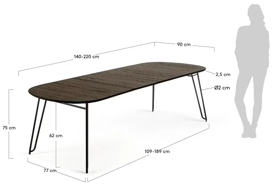 Rozkładany stół z blatem w dekorze jesionu 90x140 cm Norfort – Kave Home