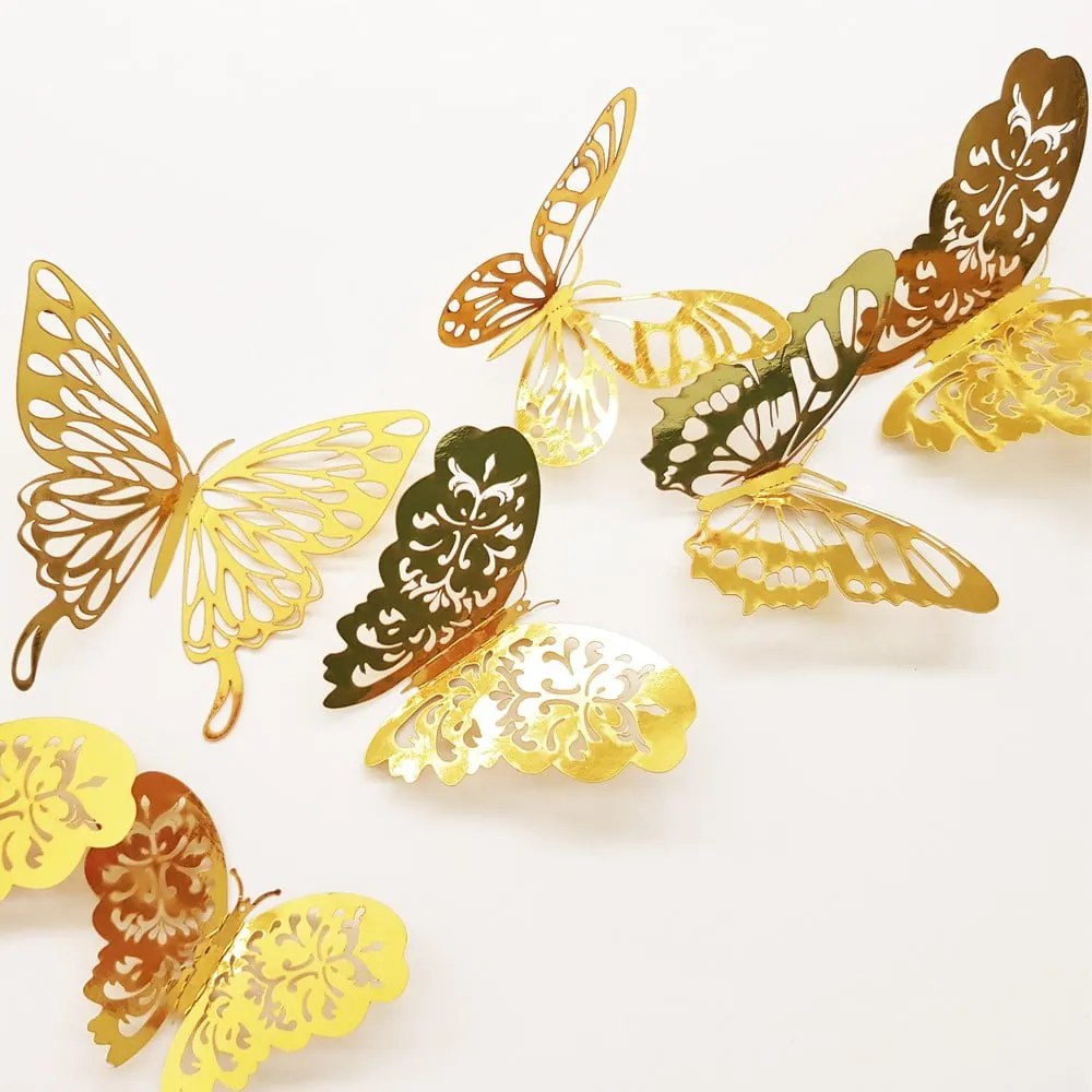 Zestaw 36 naklejek w kształcie motyli w złotej barwie Ambience Butterflies Gold