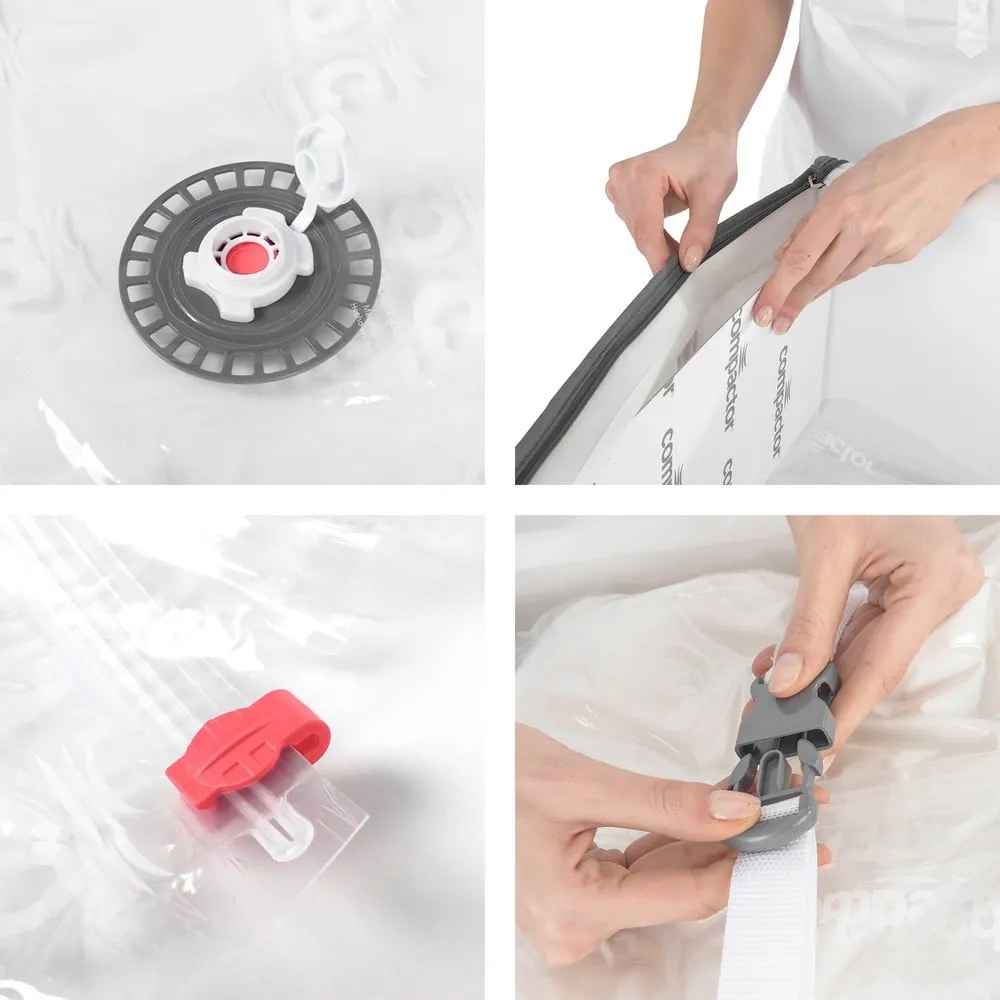 Tekstylno-plastikowe pojemniki próżniowe pod łóżko zestaw 2 szt. 105x45x15,5 cm Life – Compactor