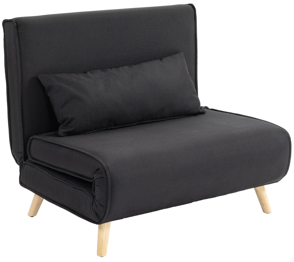 HOMCOM Fotel relaksacyjny z funkcją łóżka dla jednej osoby nowoczesny design do 350 kg czarny | Aosom PL