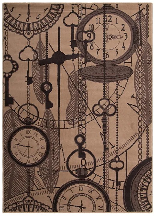 Dywan nowoczesny Zegary Brązowy 120 cm x 170 cm