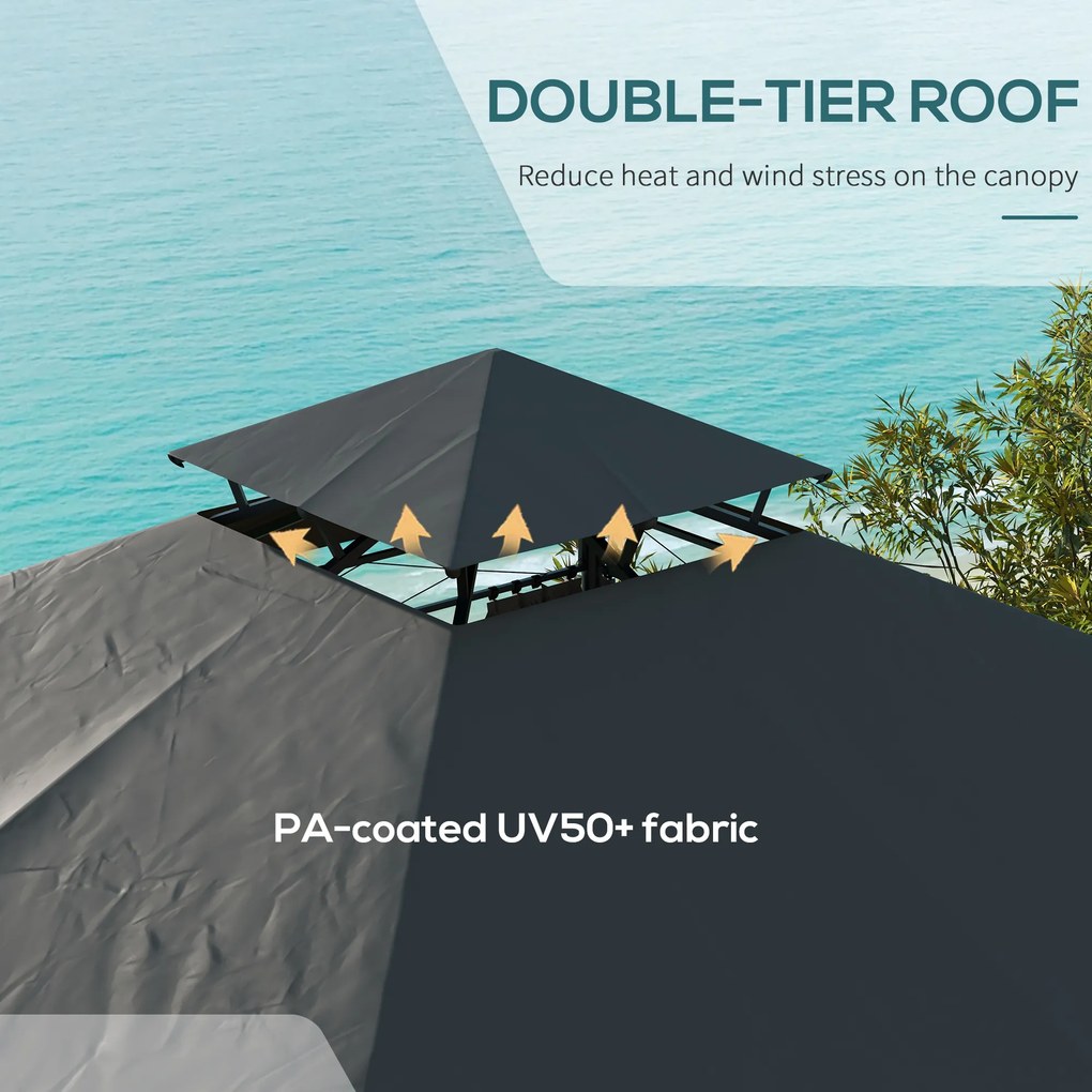 Outsunny Pawilon Namiot ogrodowy, 2,95 x 2,95 x 2, 85 m, Dunkelgrau