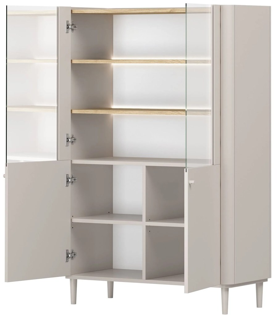 Witryna Elivo 100 cm dwudrzwiowa na nóżkach - kaszmir / dąb olejowany