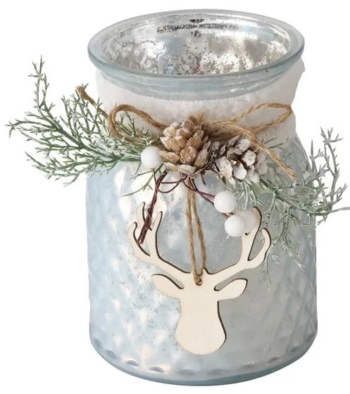 Świecznik słoik ze stroikiem WILKA, wys. 16 cm