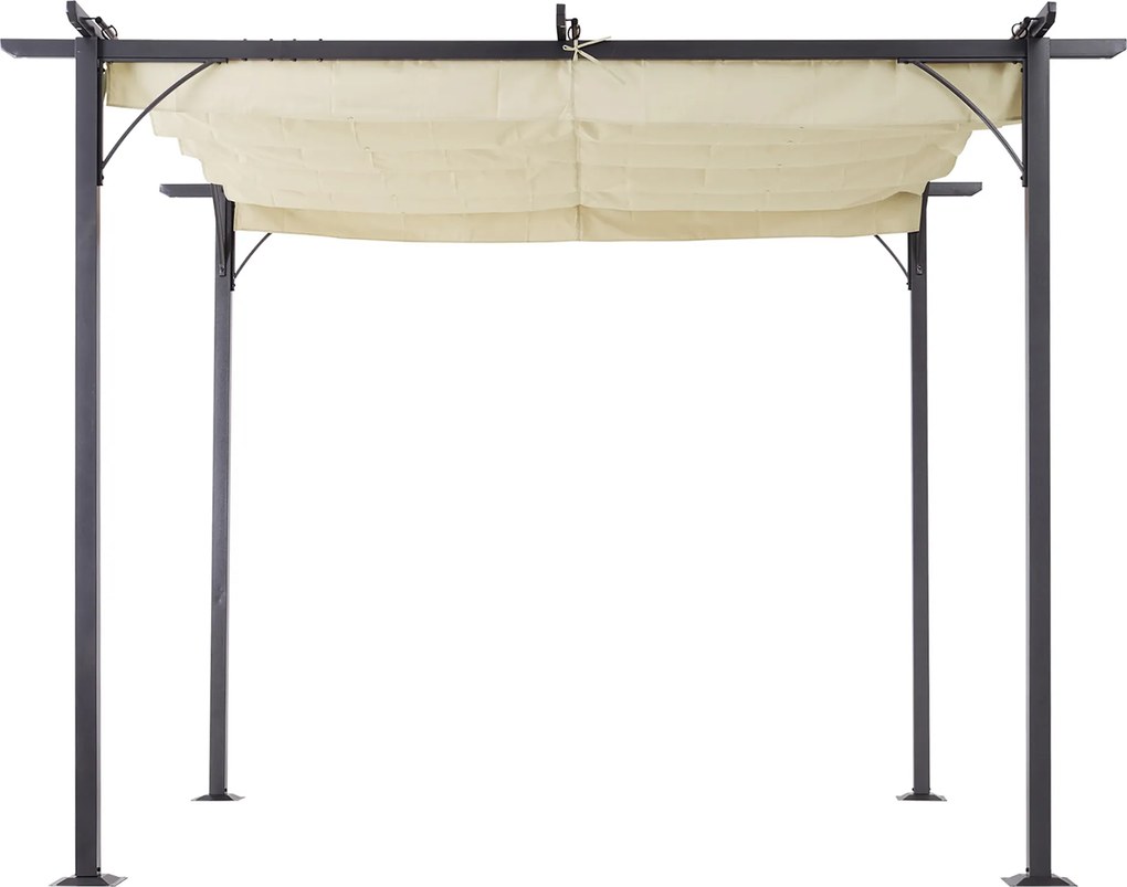 Pergola 3x3 Multifunkcyjna na Piknik 3x3m Przeciwsłoneczna Beżowa z Ruchomym Zadaszeniem Aosom PL