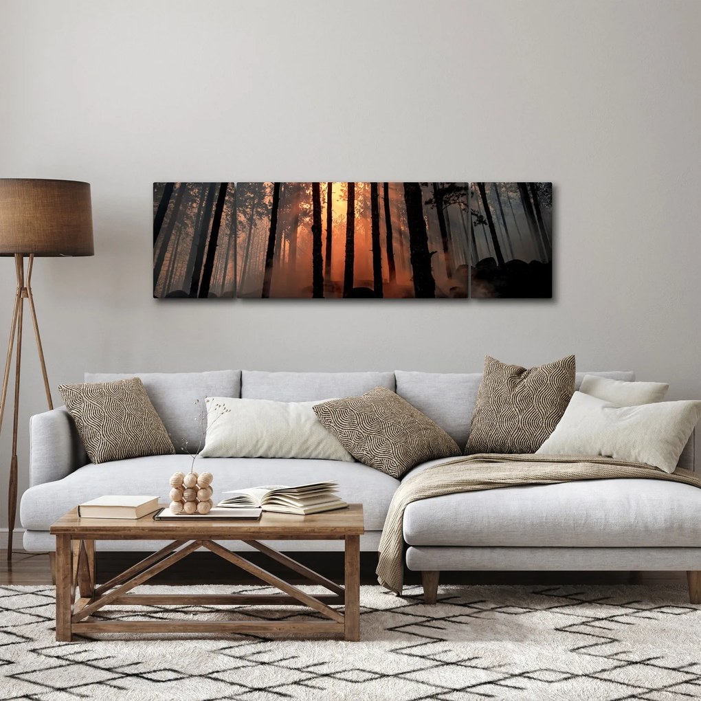 Obraz ciemnego lasu (170x50 cm)