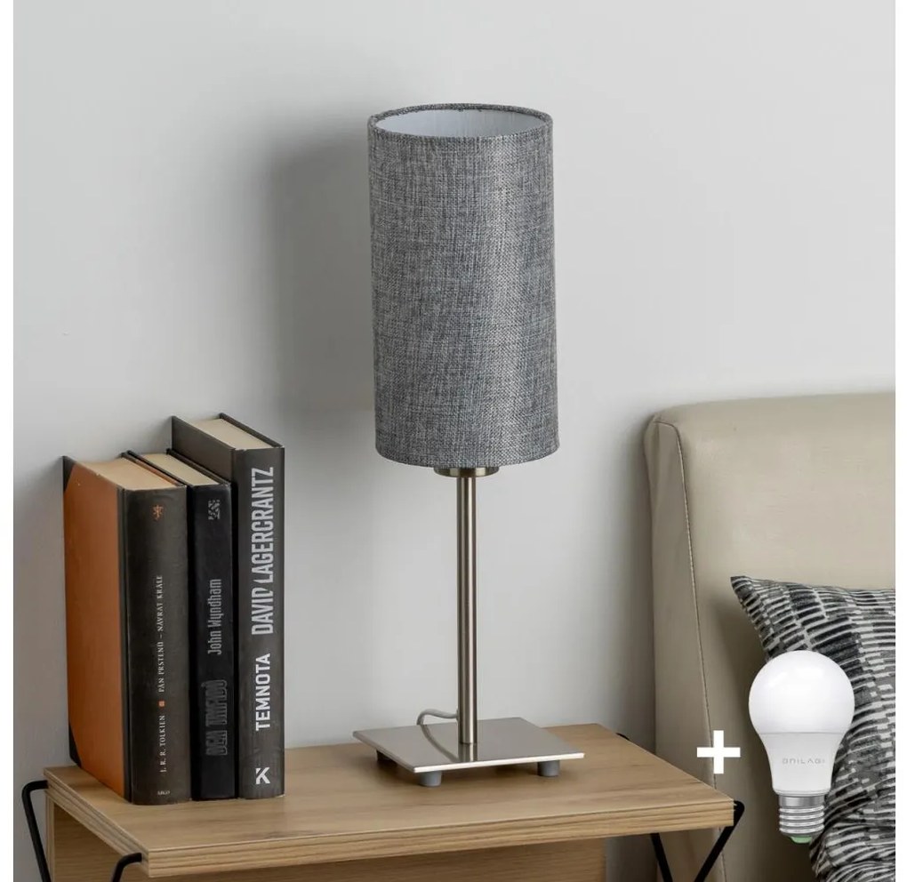 Eglo - Lampa stołowa LED TUNJA 1xE27/60W/230V 26,5 cm matowy chrom/szary
