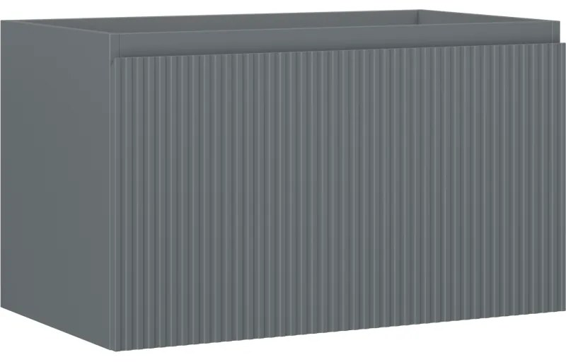 Mexen Rivel szafka łazienkowa podumywalkowa 80 cm, 1 szuflada, ryflowana , grafit mat - 91A20-08047-1-BF66