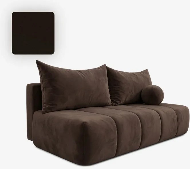 Sofa z Funkcją Spania SARIA Brązowa Welurowa Nowoczesna