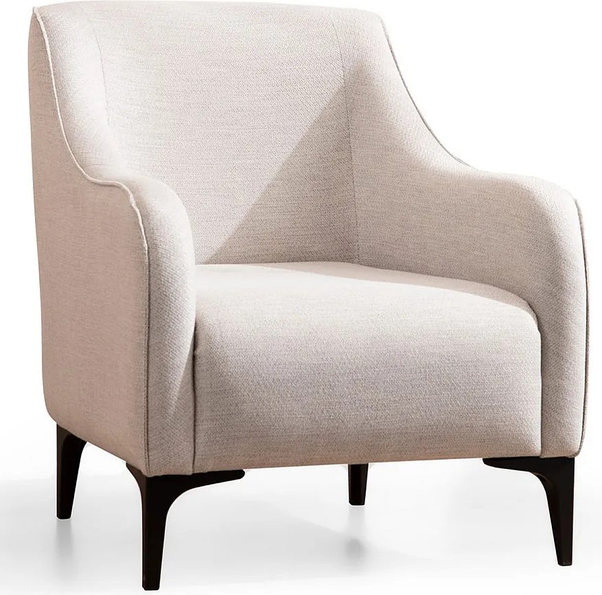 Elegancki fotel, kolor ecru, 94 x 87 x 77 cm | Stelaż z drewna bukowego i płyty wiórowej, 100% poliester, w zestawie 2 poduszki | Idealny do dekoracji