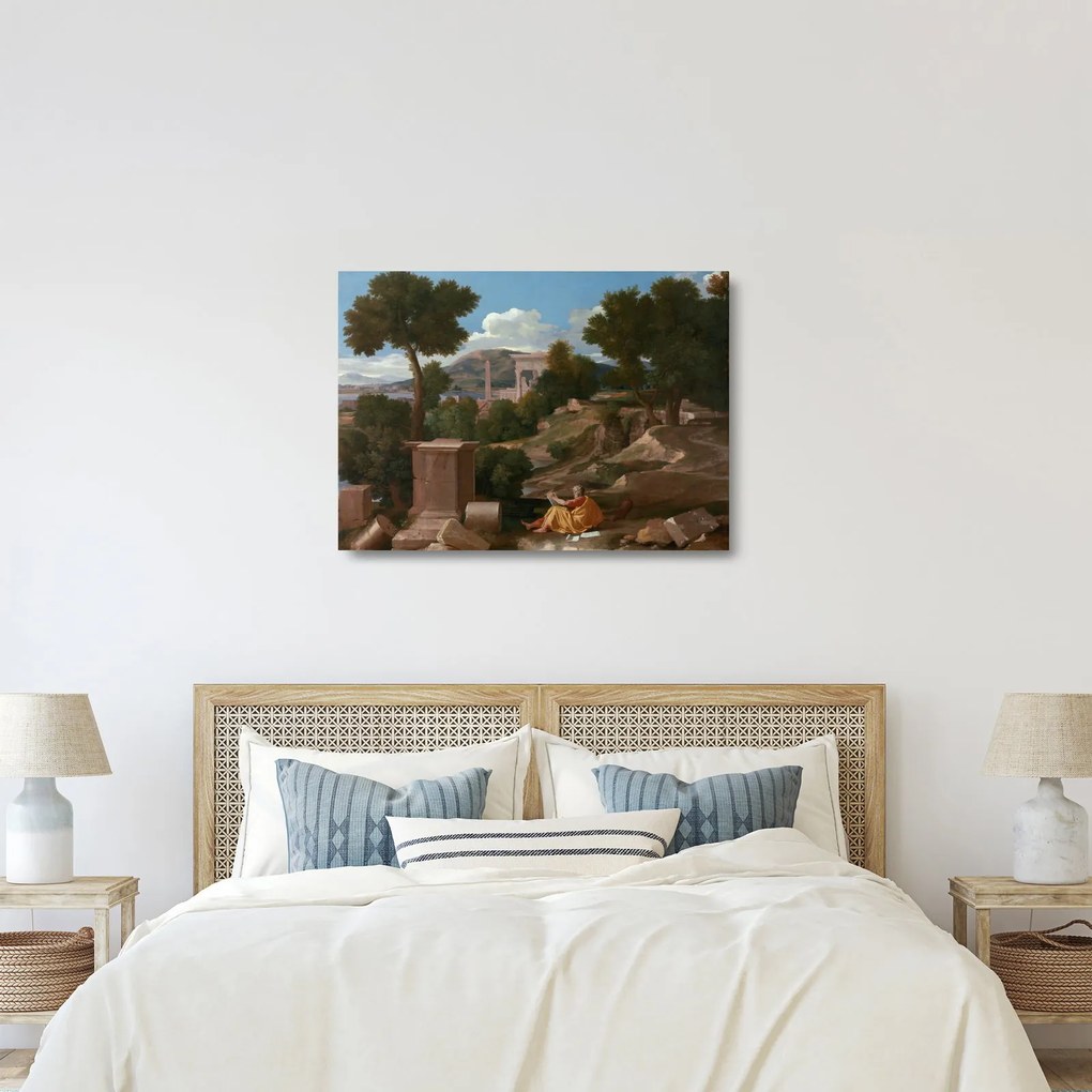 Obraz na szkle - Nicolas Poussin, Landscape with Saint John on Patmos, reprodukcje (70x50 cm)