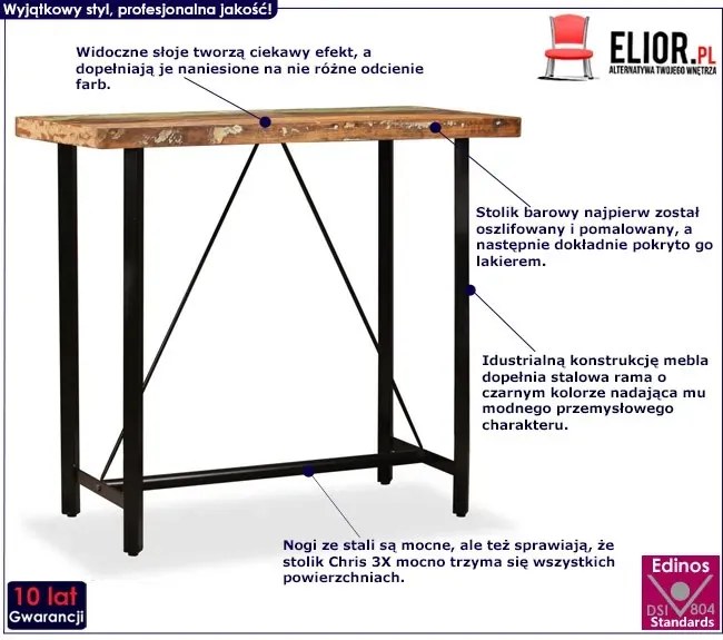 Wielokolorowy stolik z drewna odzyskanego P4-P61
