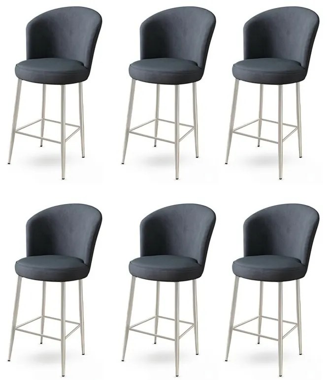Zestaw krzeseł barowych Fora Anthracite andChrome, 6 szt., 6 szt.