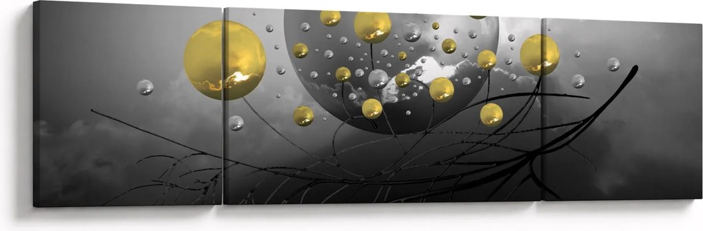 Obraz złotych abstrakcyjnych kul (170x50 cm)