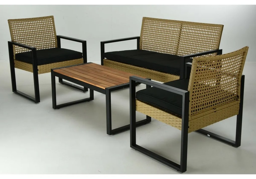 Zestaw mebli ogrodowych Gandia, 4 szt., metal,rattan PE