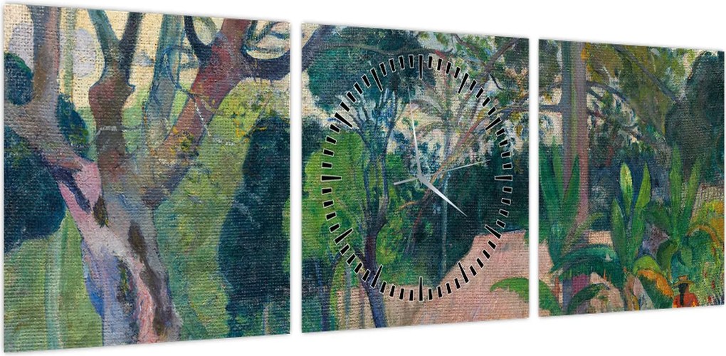 Obraz - Paul Gauguin, Te raau rahi (The Big Tree), reprodukcje (z zegarem) (90x30 cm)
