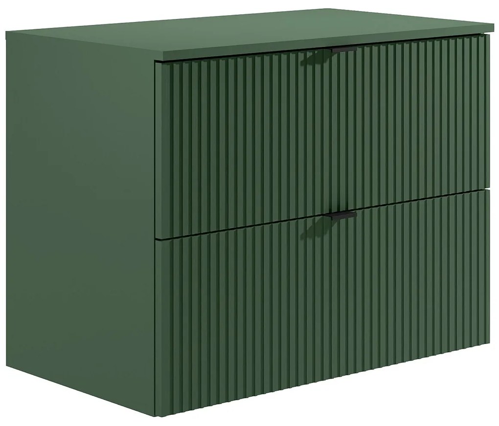 Wisząca szafka pod umywalkę z blatem - Matowa zieleń - 80 cm - ZEVINI