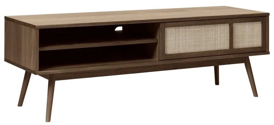 Ciemnobrązowa szafka pod TV w dekorze dębu 150x50 cm Barrali – Unique Furniture