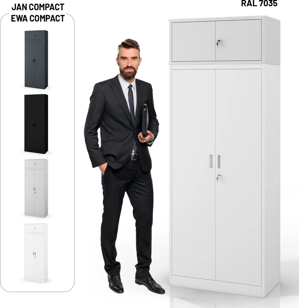 Metalowa nadstawka do szafy biurowej Ewa Compact, kolor szary