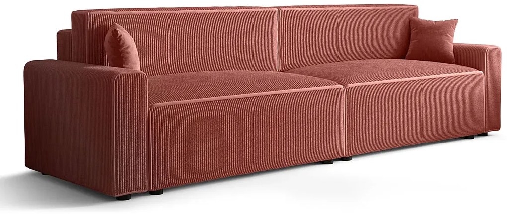 Łososiowa sofa rozkładana z pojemnikiem na pościel L0-L28