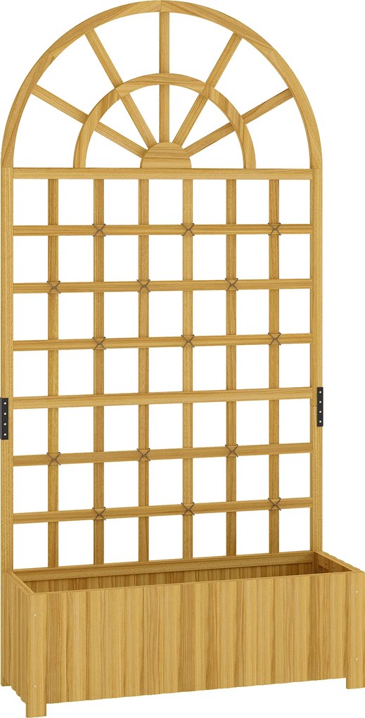 Outsunny Kwietnik z Kratką Drewniany Kwietnik z Otworem Drenażowym 90 x 30 x 180 cm Naturalne Drewno | Aosom PL