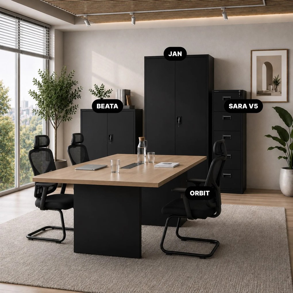 Szafa kartotekowa metalowa z 5 szufladami czarna, 460x1625.5x600 mm: SARA V5