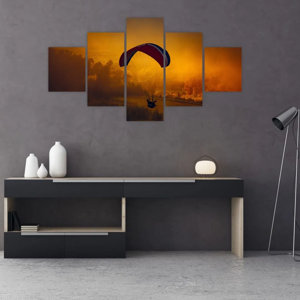Obraz spadochroniarza o zachodzie słońca (125x70 cm)