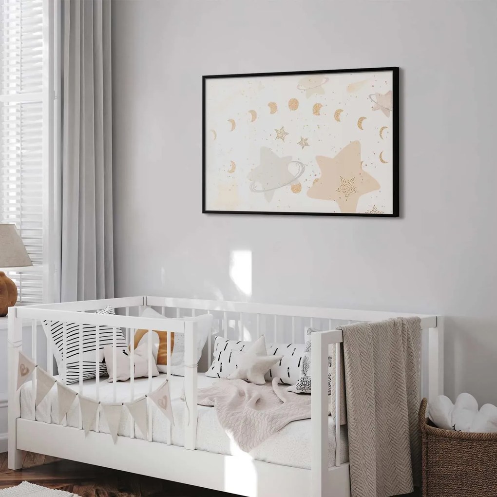 Plakat Księżyc i gwiazdy 90x60 cm z ramą czarną bez marginesu ARTGEIST B