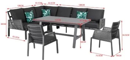 ELBA - 5-częściowy aluminiowy zestaw ogrodowy