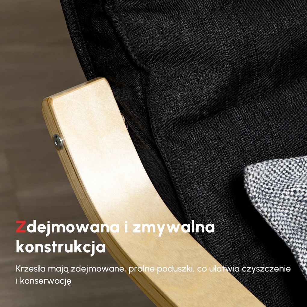 HOMCOM Fotel relaksacyjny bujany z regulowanym podnóżkiem wygodny fotel do salonu do czytania | Aosom PL
