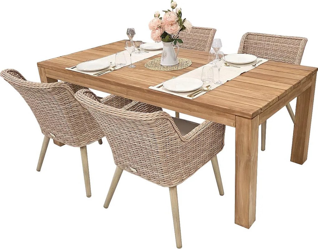 Zestaw ogrodowy rattanowy MONTE MALIBU 200 (cappuccino) 4x Krzesło ogrodowe MALIBU (cappuccino)