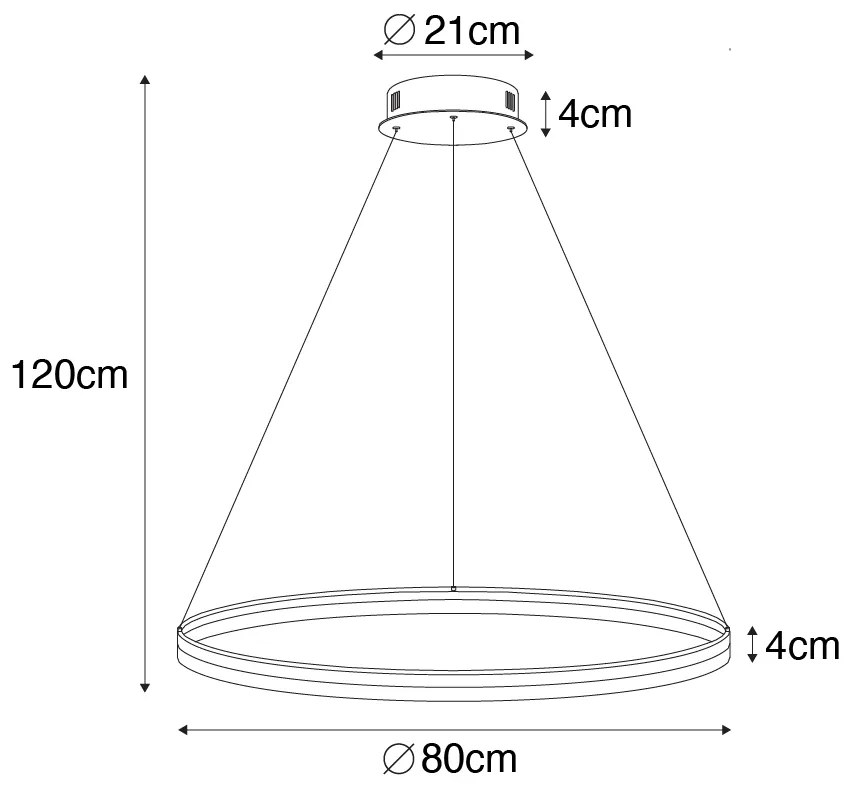 Designerska lampa wisząca brąz 80 cm z 3-stopniową regulacją ściemniania LED - Anello Nowoczesny Oswietlenie wewnetrzne