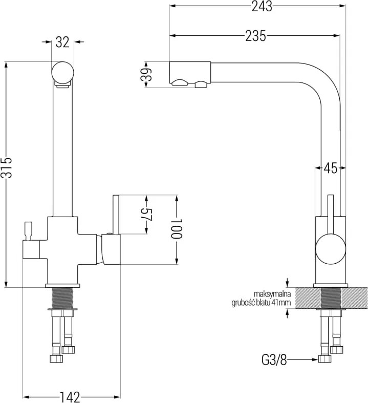 Mexen Duero bateria kuchenna, czarna - 671600-70