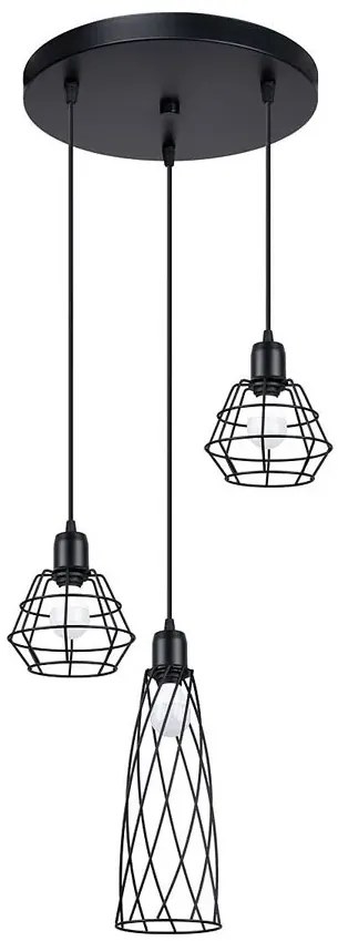 Lampa wisząca z 3 drucianymi kloszami - A421 T8-D16