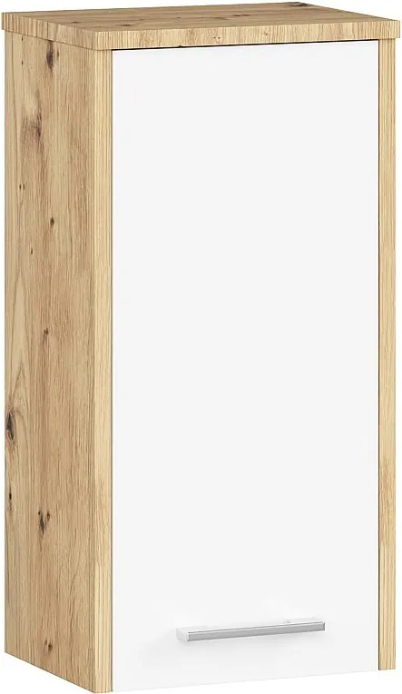 Szafka łazienkowa AKORD FIN Dąb Artisan 30 cm 1 drzwi kolor Biały mat 2 półki 30x22,5x60 cm