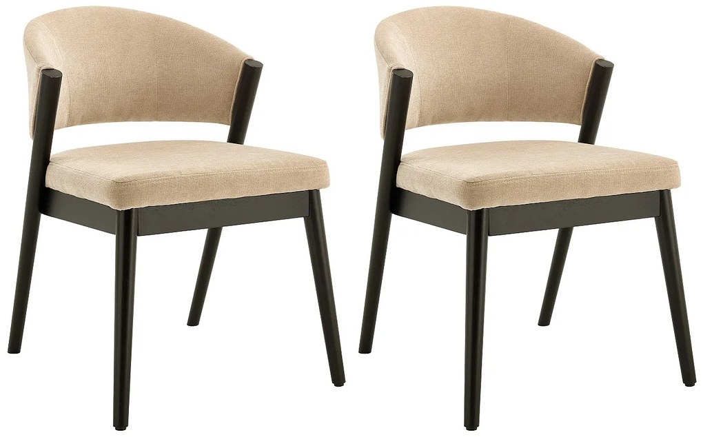 Zestaw 2 krzeseł z tkaniny i czarnego drewna hebanowego - Beige - ZELVYN